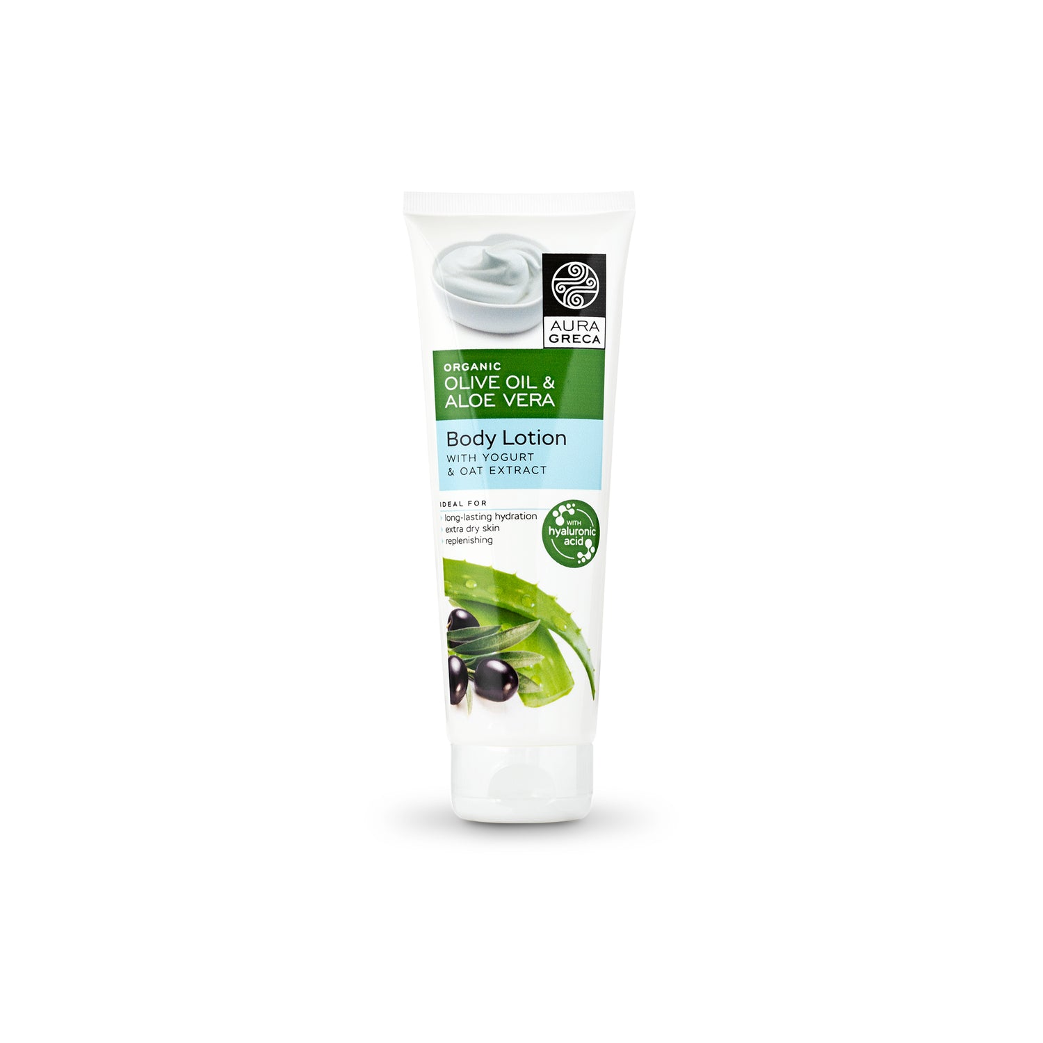 Aura Greca Body Lotion with Yogurt & Oat Extract – Long-lasting hydration and replenishing care for dry, sensitive skin, 200ml.
